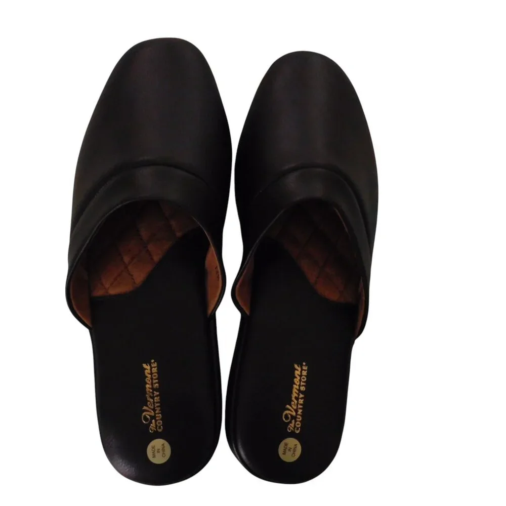 Mens Leather Slip On Slippers soft Sole House Shoes Brown Scuffs Sz 13 Wide - Picture 4 of 6